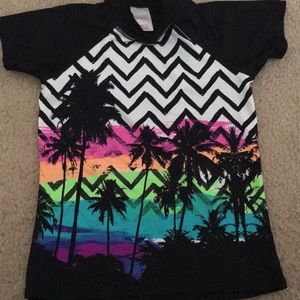 Black colorful chevron girls swim shirt